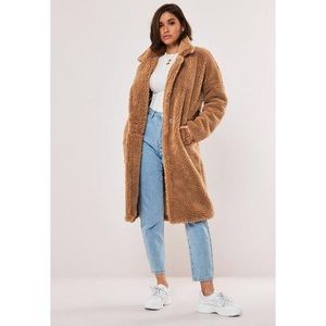 Tan Oversized Borg Teddy Coat Missguided